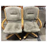 Two Nice Olive Green & Oak Office Chairs