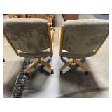 Two Nice Olive Green & Oak Office Chairs