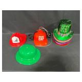 Assortment of NYE Hats & Holiday Hats Inc Irish, Fireman & "Thinking Cap" Beverage Holder Hat