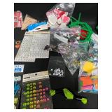 Fun Small Bin Filled w/ Lots of Crafting Accents Inc Glitter, "I Love Gymnastics" Stickers, Beads, Rhinestones, 4 Leaf Clovers & More!!