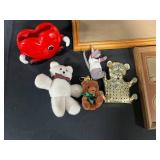 Lot of Picture Frames Inc Voice Recordable Frame, Framed Picture of Town by Canal, Basket, Swan Votive Holder, Dog Plaques, Sweet 16 Banner & More!