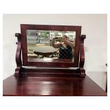 Antique Stained Wood 6 Drawer Dresser w/ Mirror