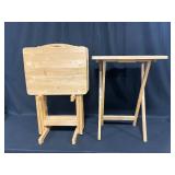 Set of 4 Light Wood TV Trays w/ Stand