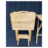 Set of 4 Light Wood TV Trays w/ Stand