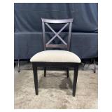 "X" Design Open Back Black Chair w/ Beige Cushion