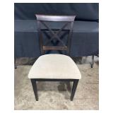 "X" Design Open Back Black Chair w/ Beige Cushion