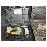 Porter Cable Nail Gun, Craftsman Tool Set Box w/ Various Hand Tools Inside, Zipties, Hose Attachment, Fiskars Trimmers, Mitutoyo Tool, Wagon Tech Dynamo Spotlight and More!!