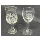 Set of 4 Wine Glasses, 2 Dark Blue Water Glasses, 1 Holiday Themed Wine Glass and 1 1999 Food and Wine Experience Wine Glass