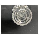 Pair of Crystal Candle Holders, 1 4.5" Candle Holder, 3 Cordials, VTG Glass Sugar Dish w/ Lid 7"