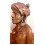 Vintage Wood Carved Male & Female Tribal Busts