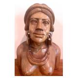 Vintage Wood Carved Male & Female Tribal Busts