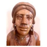 Vintage Wood Carved Male & Female Tribal Busts
