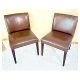 Pair of Brown Leather Accent Chairs