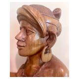 Vintage Wood Carved Male & Female Tribal Busts