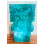Solid Marble Obelisk & Carved Green Stone Aztec Figurine