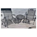 Wrought Iron Mesh Chair & Table Patio Set