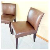 Pair of Brown Leather Accent Chairs