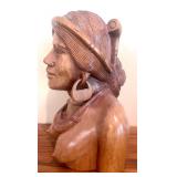 Vintage Wood Carved Male & Female Tribal Busts