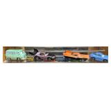 Oak Sliding Acrylic Front Light Up CARS Display Case With Misc. Die-Cast Cars 16" L x 33"H x 5 3/4" W