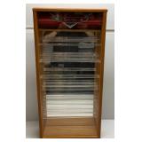 Oak Sliding Acrylic Front Light Up CARS Display Case With Misc. Die-Cast Cars 16" L x 33"H x 5 3/4" W