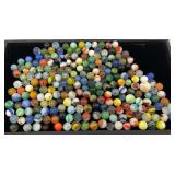 Fancy Jar Full Of Misc. Vintage Marbles (Some Glow Under UV Light)