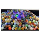 Fancy Jar Full Of Misc. Vintage Marbles (Some Glow Under UV Light)