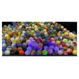 Fancy Jar Full Of Misc. Vintage Marbles (Some Glow Under UV Light)