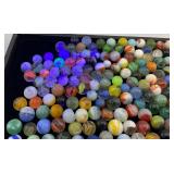 Fancy Jar Full Of Misc. Vintage Marbles (Some Glow Under UV Light)