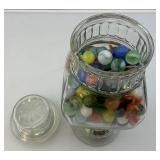 Fancy Jar Full Of Misc. Vintage Marbles (Some Glow Under UV Light)