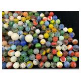 Fancy Jar Full Of Misc. Vintage Marbles (Some Glow Under UV Light)