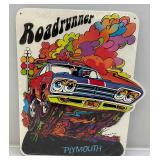 Plymouth Roadrunner 14" x 16 3/4" Metal Embossed Sign (NEW Factory Wrapped)
