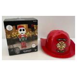 Vintage Childrens Firefighter Plastic Hat & 4ft Tim Burton
