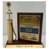 1990 MOPAR MANIA Car Show Trophy 1st Place With Gas Pump Décor 14"