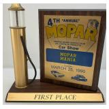 1990 MOPAR MANIA Car Show Trophy 1st Place With Gas Pump Décor 14"