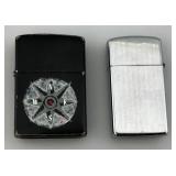 Vintage Zippo Lighters & Vintage Ashtrays Including Green Daisy & Button Ashtrays