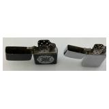 Vintage Zippo Lighters & Vintage Ashtrays Including Green Daisy & Button Ashtrays
