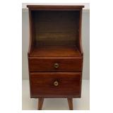 Vintage Mid-Century Small Two Drawer Side Table Or Smoke Stand (Needs Some Screws In Legs)