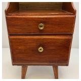 Vintage Mid-Century Small Two Drawer Side Table Or Smoke Stand (Needs Some Screws In Legs)