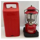 1971 Red Coleman Lantern (Glass Globe Is Cracked) With Carrying Case