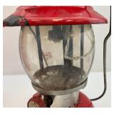 1971 Red Coleman Lantern (Glass Globe Is Cracked) With Carrying Case