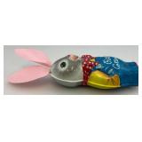 Vintage Mateel Petter Cotton Tail Tin Litho Crank Misic Box (Works) & SNOOPY Squeeze Toy