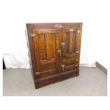 Antique Seeger Wood Chest Freezer w/Brass Hardware