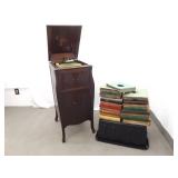 WORKING Antique Victrola Record Player, Records, and Needles
