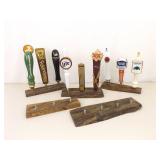 Lot of 9 Beer Tappers On Displays w/Extra Display Stands