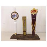 Lot of 9 Beer Tappers On Displays w/Extra Display Stands
