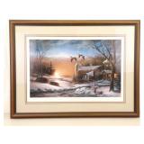 Wood Framed Terry Redlin Hand Signed Open Edition "The Sharing Season II"