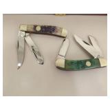 Display Case FULL of 19 NEW Frost Cutlery etc. Bone Handled etc. Pocket Knives