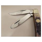 Display Case FULL of 19 NEW Frost Cutlery etc. Bone Handled etc. Pocket Knives