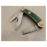 Display Case FULL of 19 NEW Frost Cutlery etc. Bone Handled etc. Pocket Knives