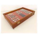 Display Case FULL of 19 NEW Frost Cutlery etc. Bone Handled etc. Pocket Knives